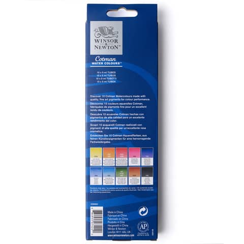 Set tubetti acquerello Cotman Winsor&Newton- colori assortiti Conf. 10x5 ml  - 0390664